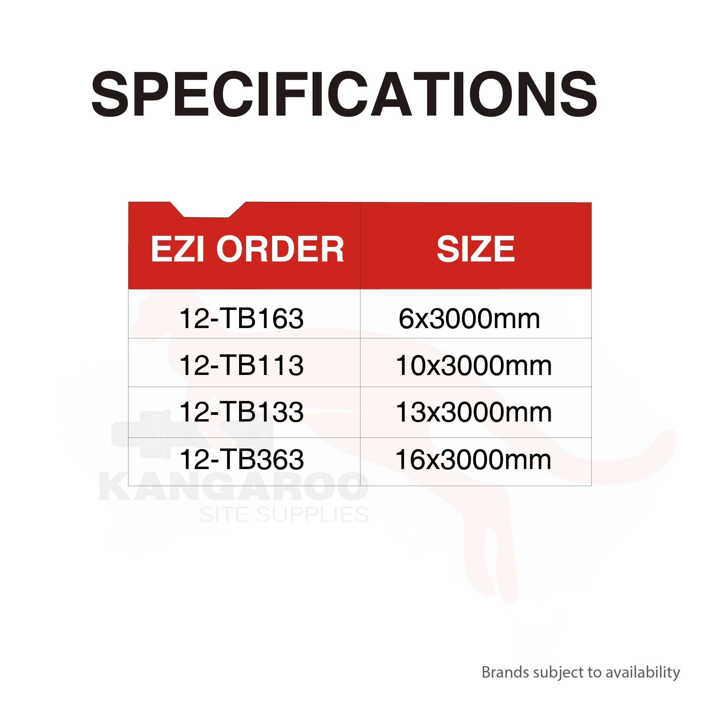 PVC Tear Away L Bead 3m, Multiple Sizes