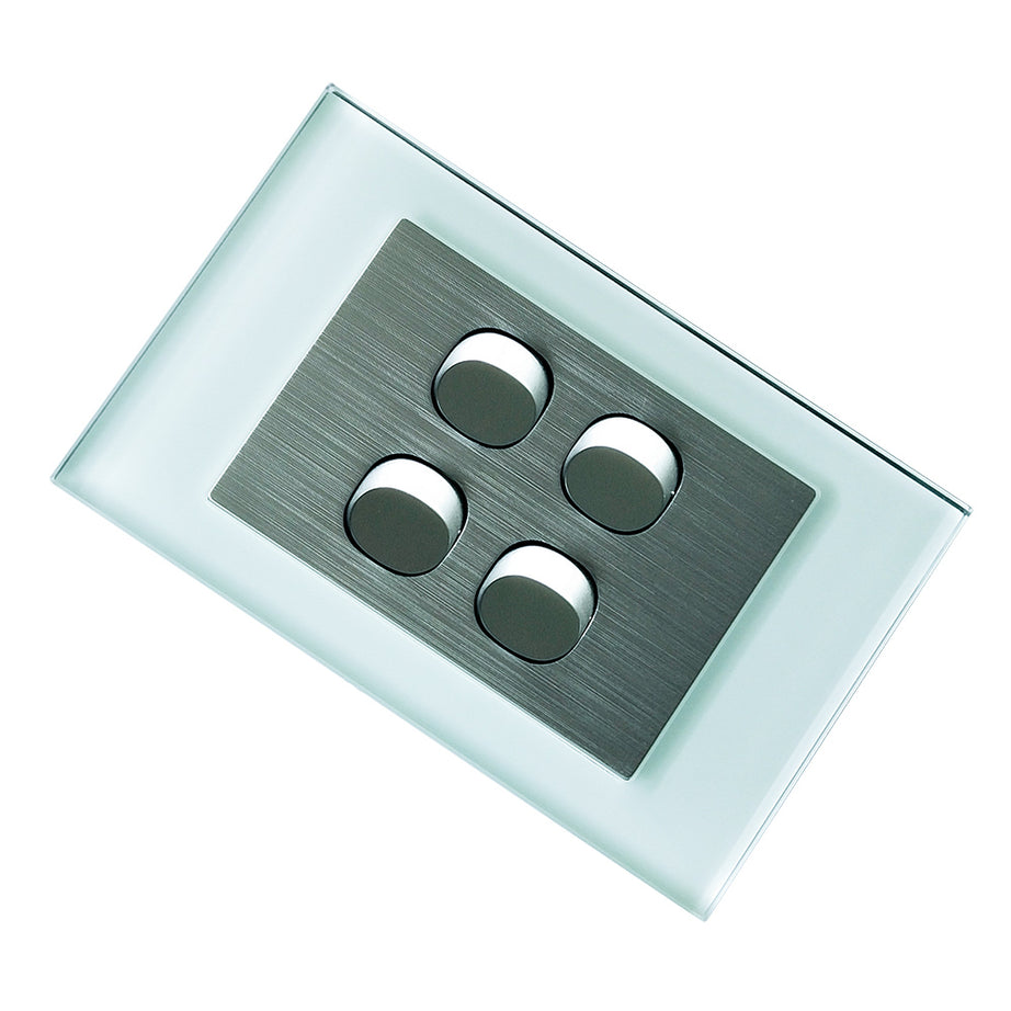 Wall Switch 2 Way & GPO Ocean Blue Glass Frame Multiple Styles