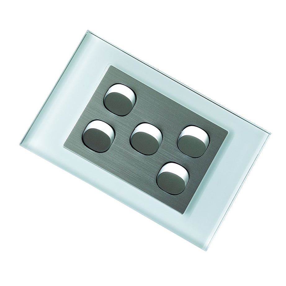 Wall Switch 2 Way & GPO Ocean Blue Glass Frame Multiple Styles