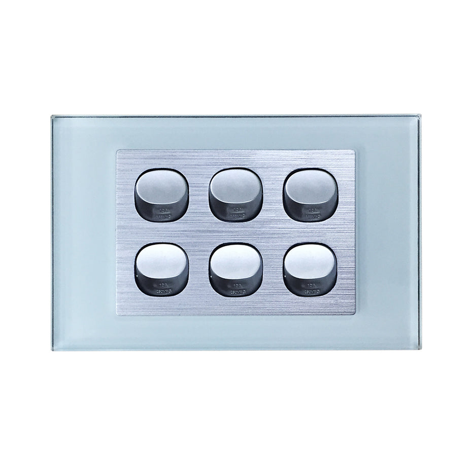 Wall Switch 2 Way & GPO Ocean Blue Glass Frame Multiple Styles