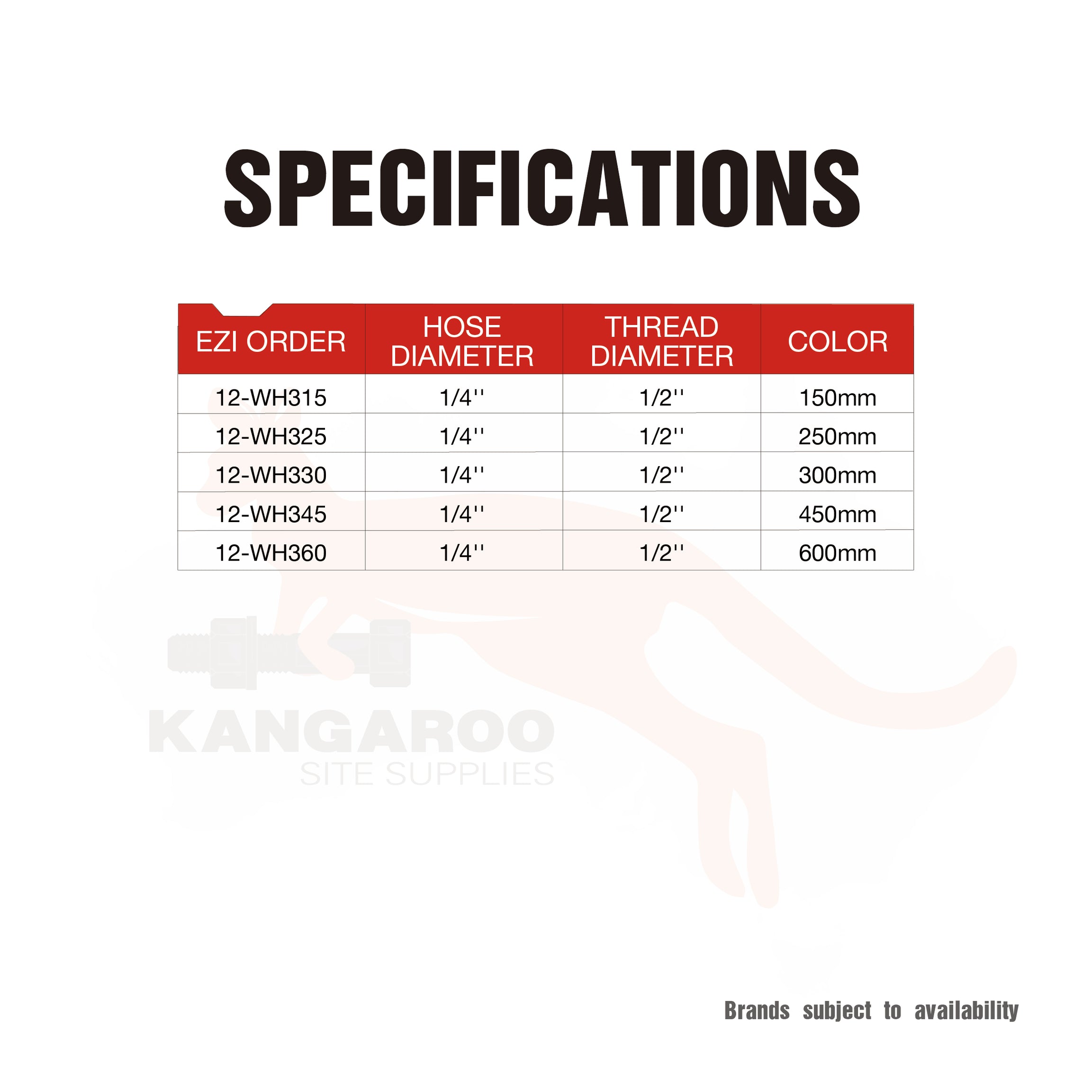 Watermark Flexible Water Hose S/S Knitted F*M 1/2inch DN8, Multiple Sizes