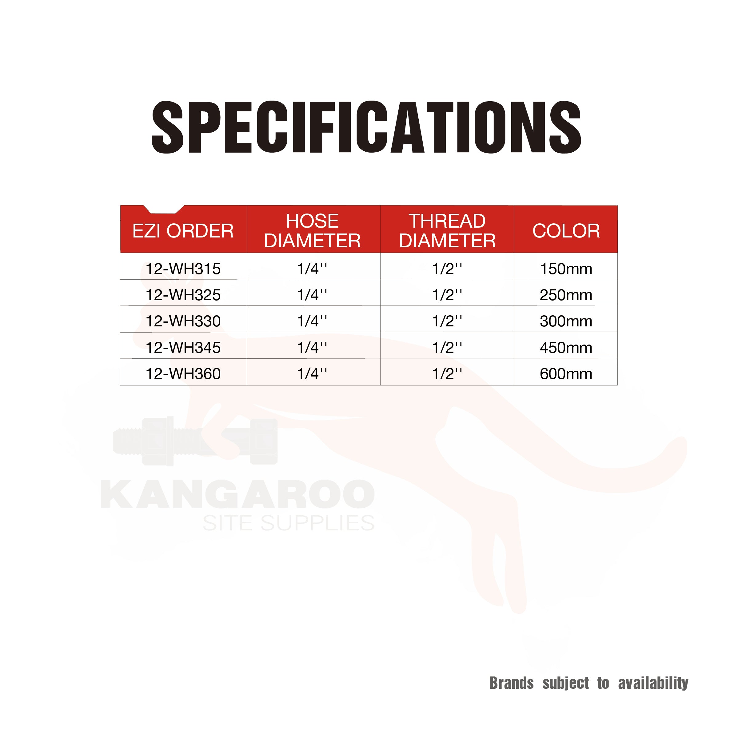 Watermark Flexible Water Hose S/S Knitted F*M 1/2inch DN8, Multiple Sizes