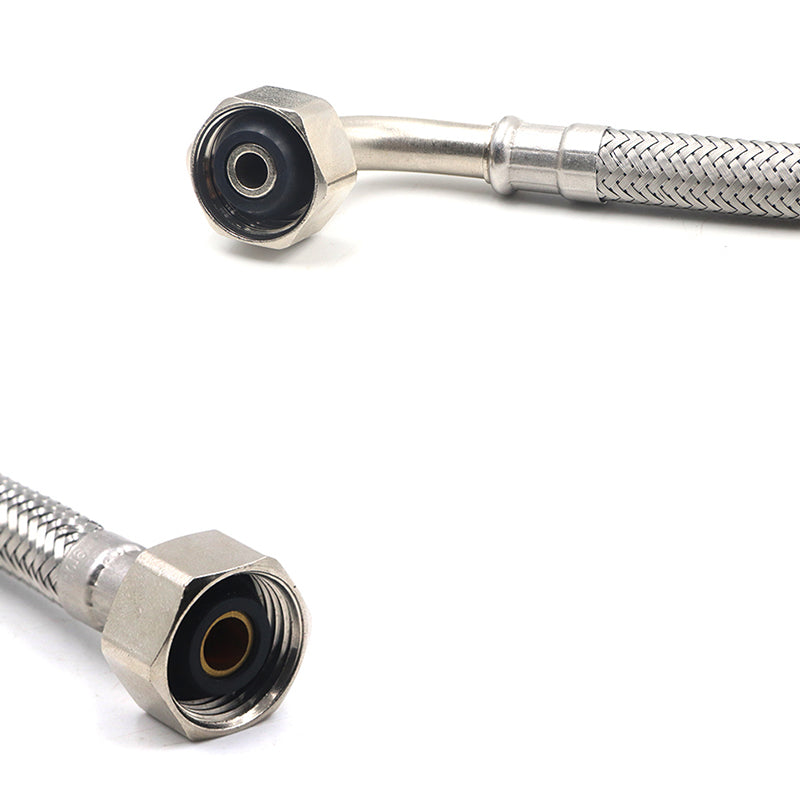 Flexible Water Hose S/S Knitted F*F 90D 1/2inch DN8, Multiple Sizes