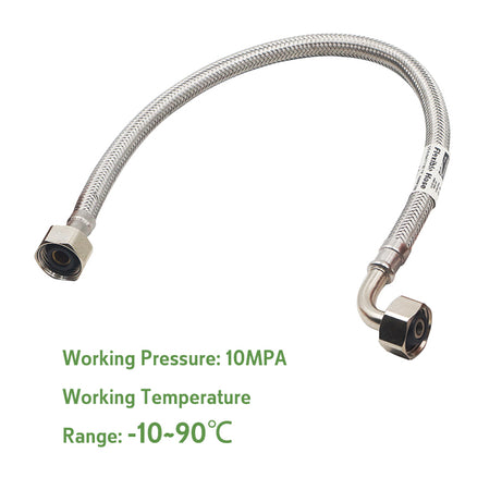 Flexible Water Hose S/S Knitted F*F 90D 1/2inch DN8, Multiple Sizes