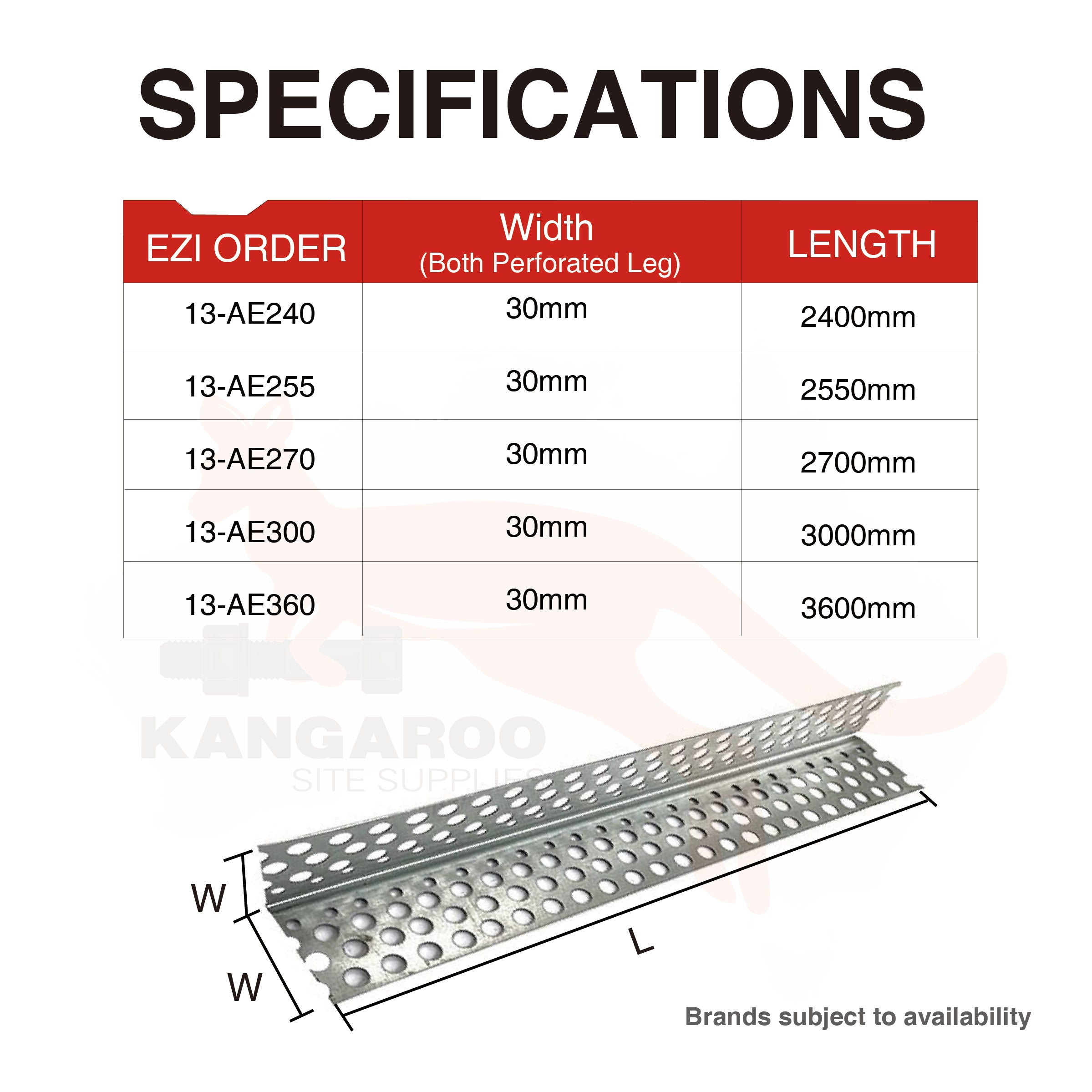 Angle External 90 Degree x 2400mm/2550mm/2700mm/3000mm/3600mm