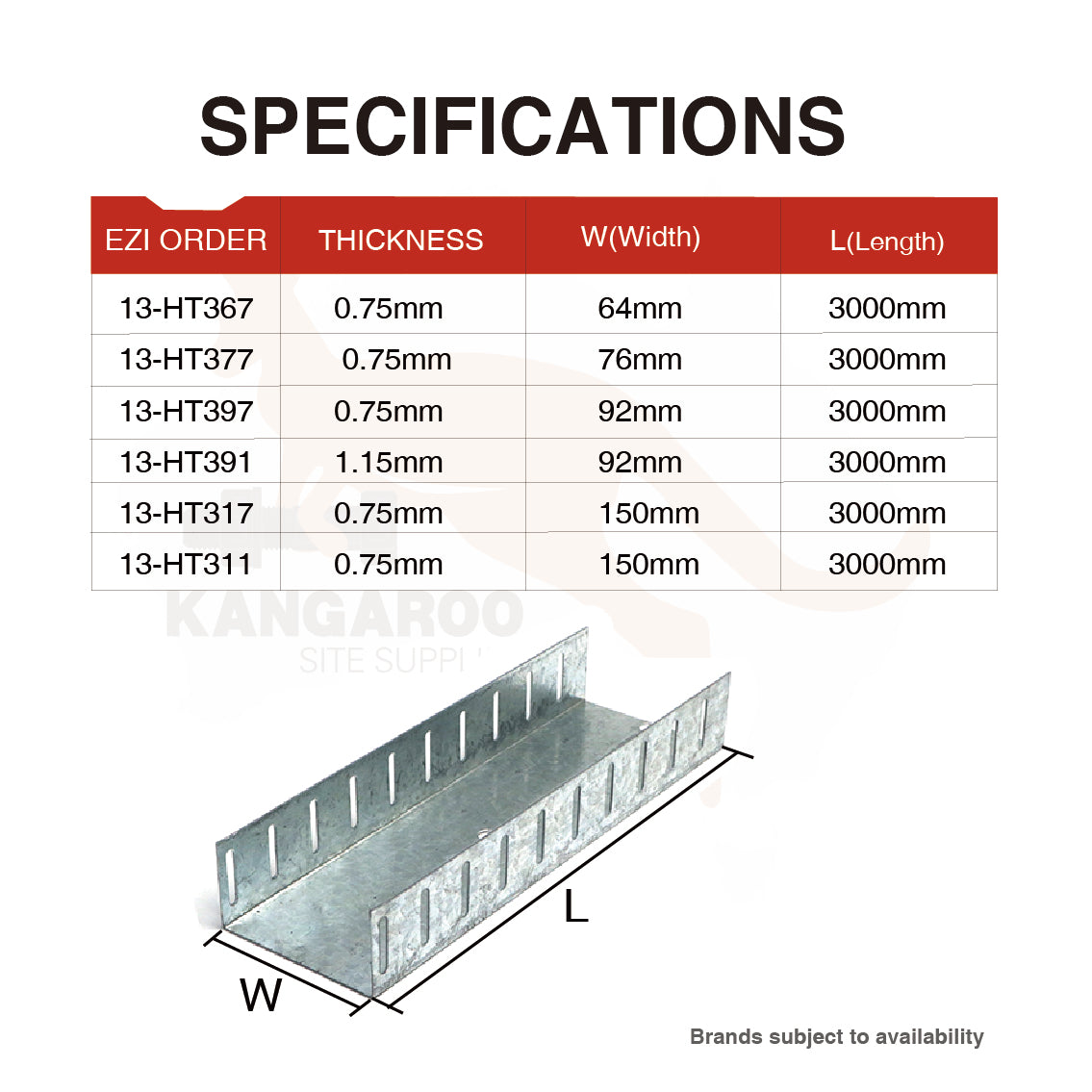 Slotted Deflection Head Track 3000mm