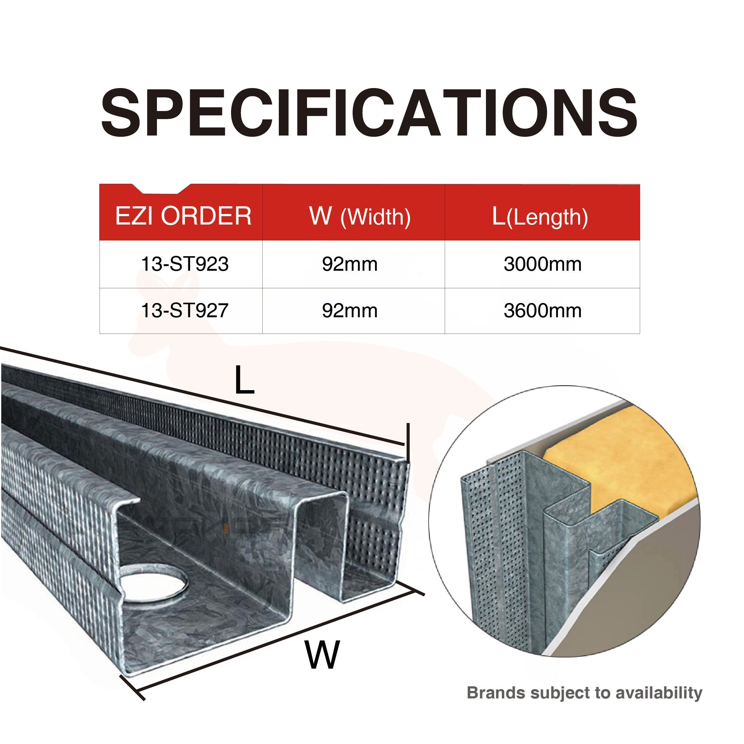 Stud Quiet 92mm x 3000mm / 92mm x 3600mm