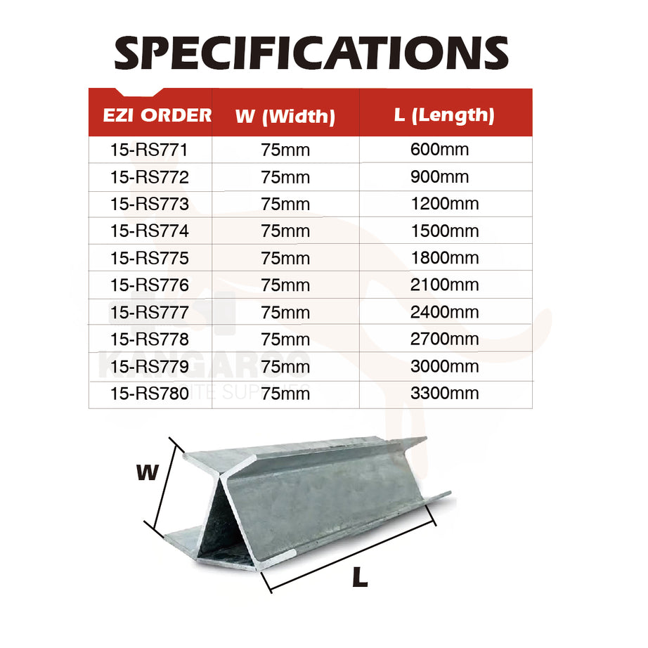 Retaining Wall Steel Corner 45D Channels 70mm, Length Optional