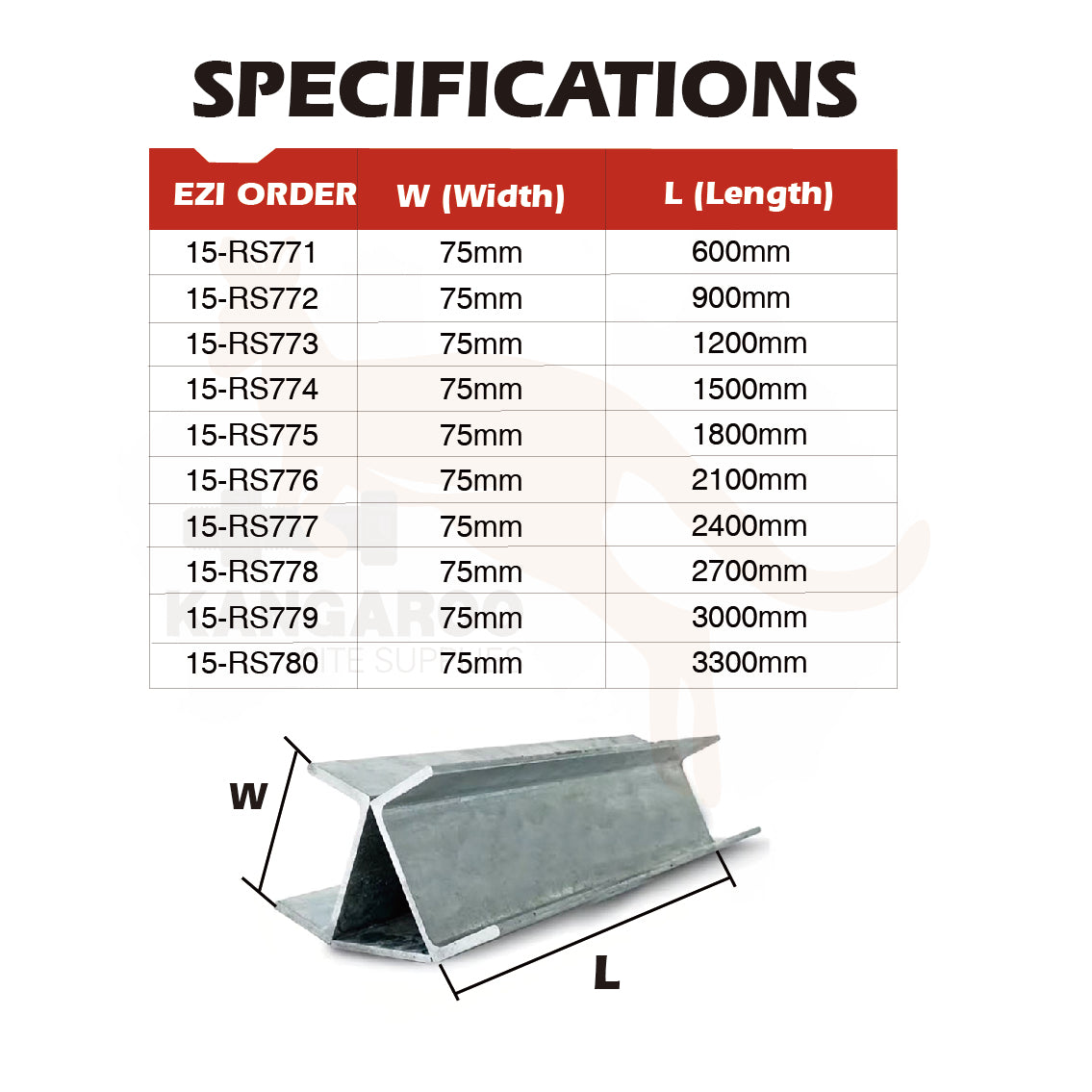 Retaining Wall Steel Corner 45D Channels 70mm, Length Optional