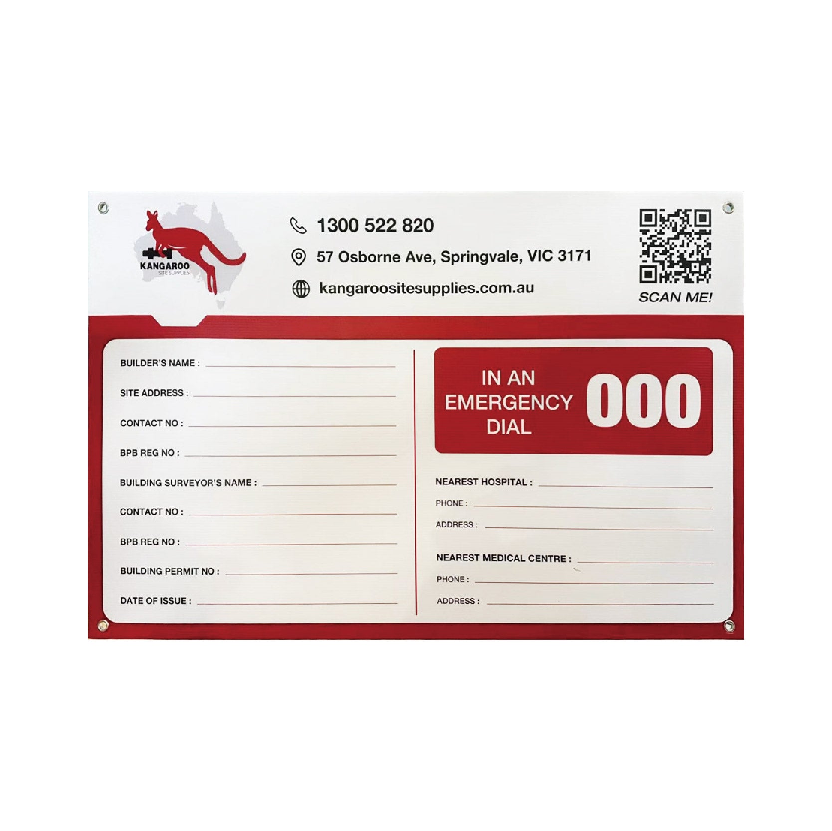 Construction Site Entry Sign Board 900x600mm (KSS)
