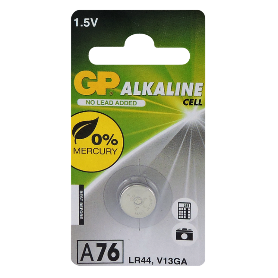 GP GP76A-C1 1.5V  110mAh Alkaline Card of  1 - LR44