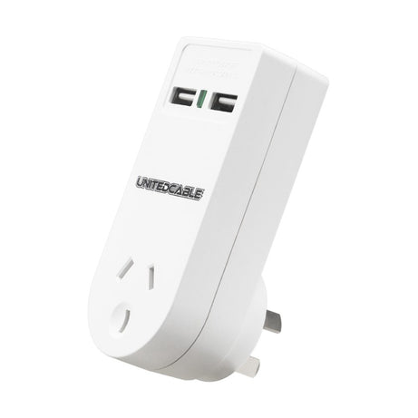 Power Double Adaptor 2 Way Vertical Surge Protection