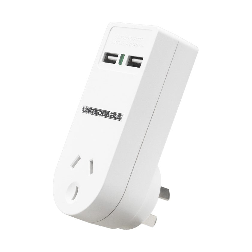 Power Double Adaptor 2 Way Vertical Surge Protection