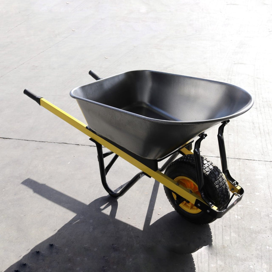 Construction Wheelbarrow Wide Wheel Steel Tray 100L