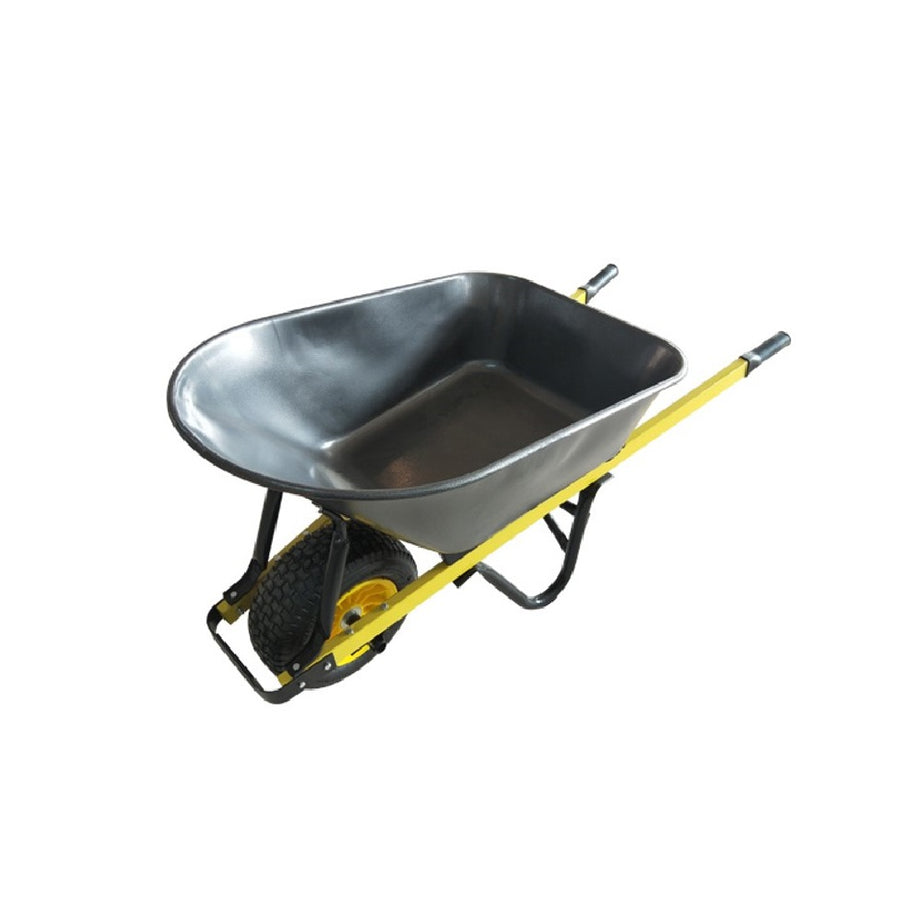 Construction Wheel Barrow Wide Wheel Steel Tray 100L