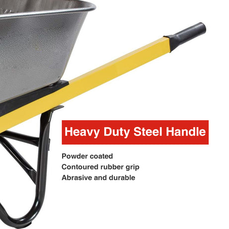 Construction Wheelbarrow Wide Wheel Steel Tray 100L