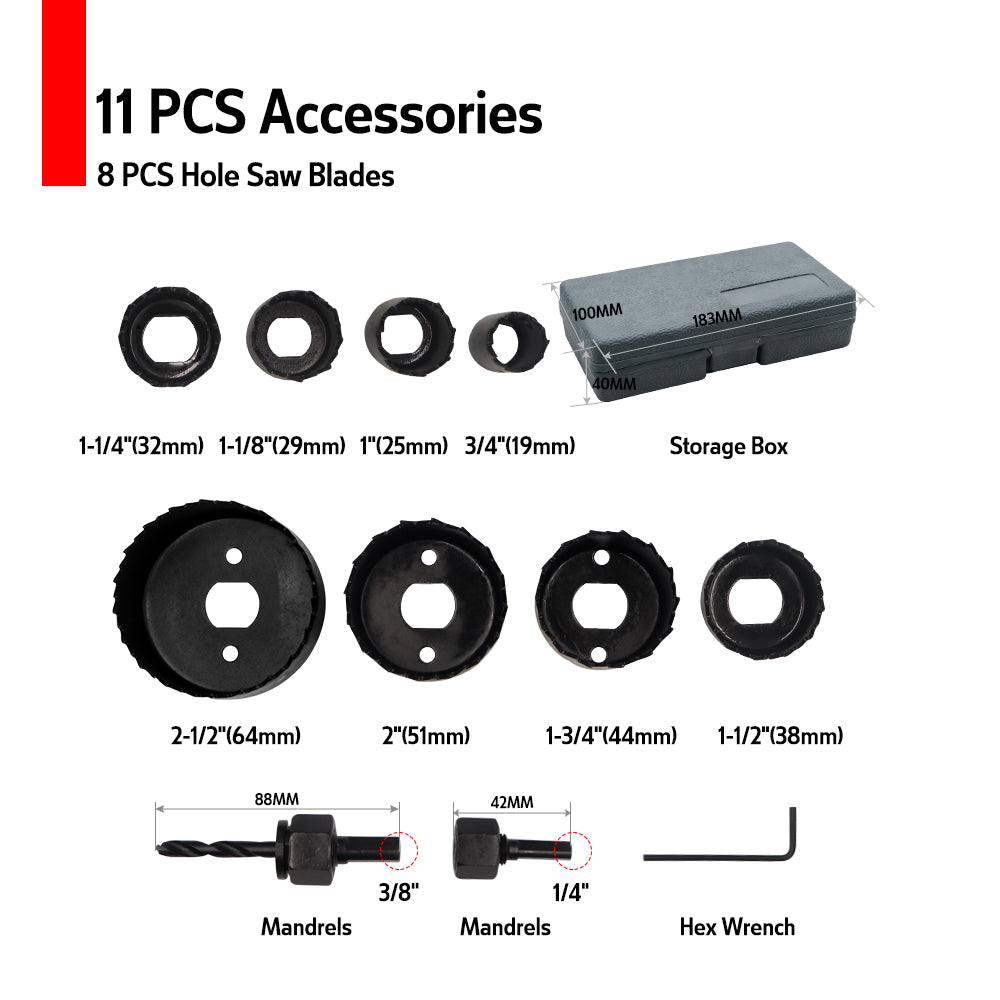 Holesaw Kit 19-64mm 11pcs