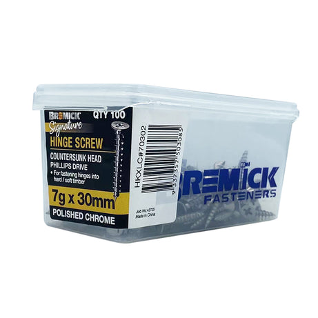 Hinge Screw CSK Ph Sat Chrome Box100 7G, 8G, 10G