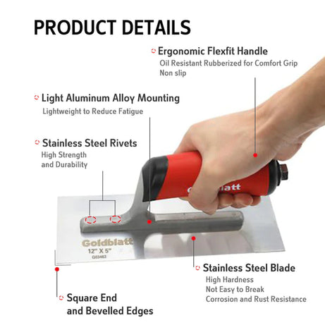 Goldblatt G03463 Studcco Trowel 125x300mm S/S