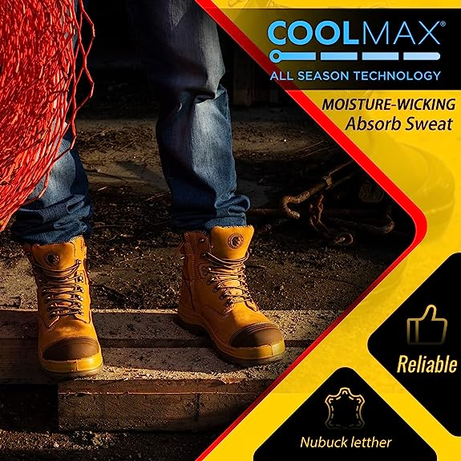 Safety Boots Kim Zip Side Nub Pu/Tpu Sole, Multiple Sizes