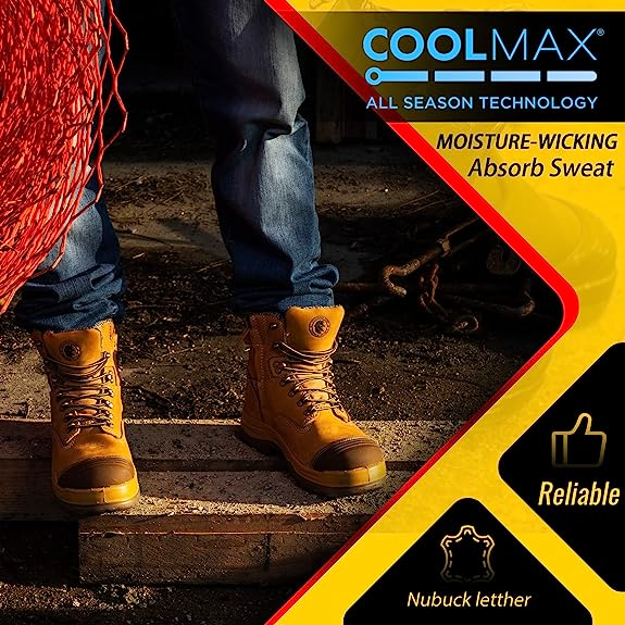 Safety Boots Kim Zip Side Nub Pu/Tpu Sole, Multiple Sizes