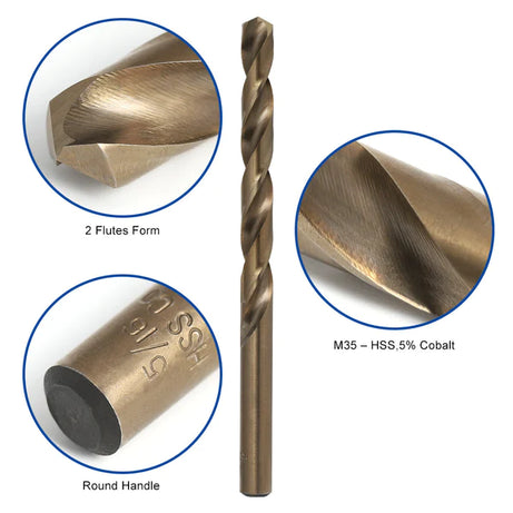 HSS Drill Bits Set M35 15pcs (1/16"-3/8")