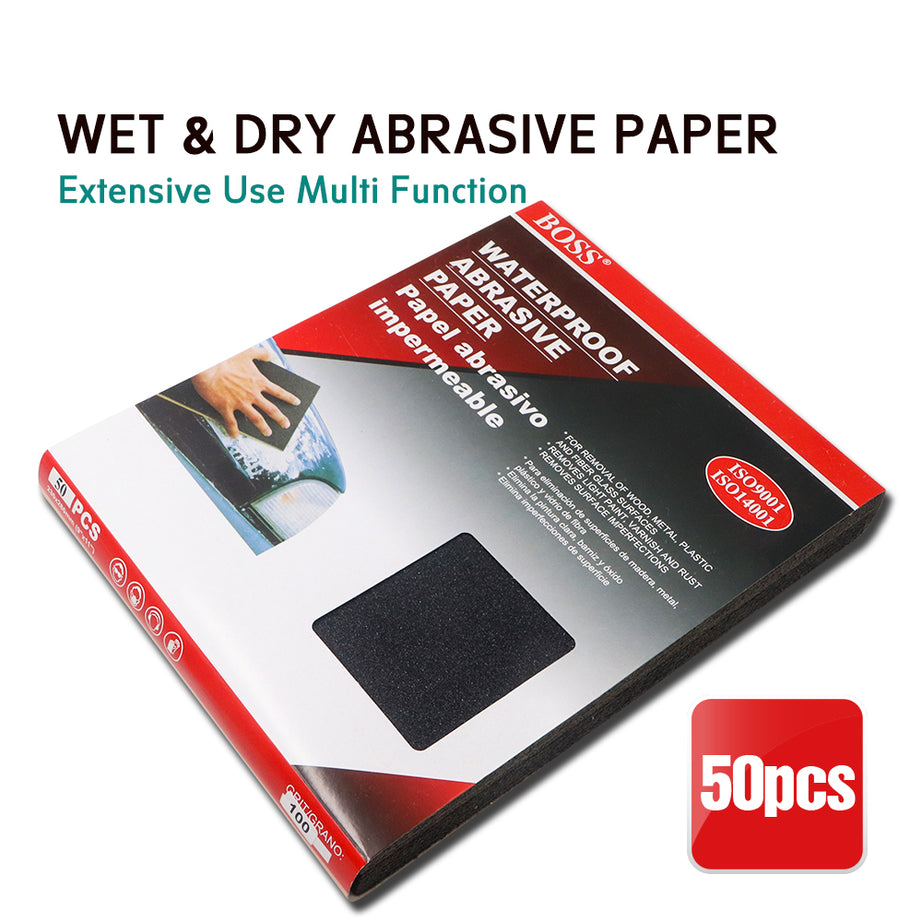 Abrasive Paper Waterproof 230x280mm 50pcs Pack, Multiple Grits