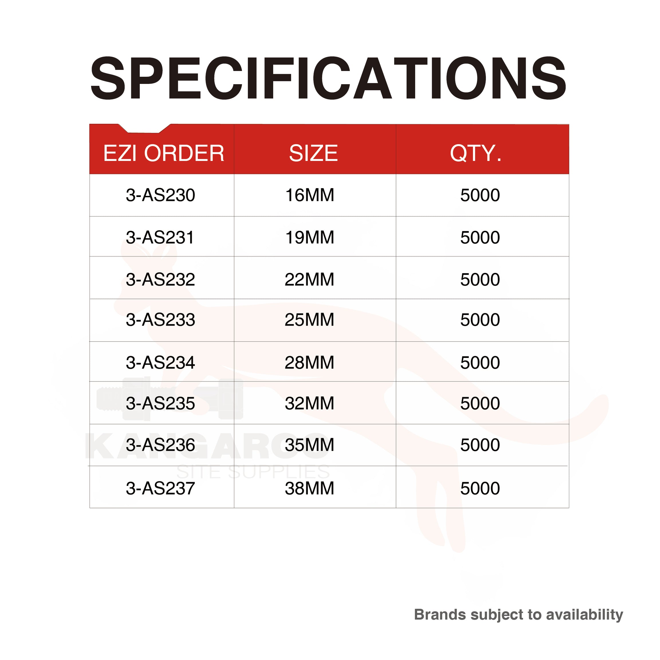Staples Galvanised 6000 Series 21GA Bx5000, 16mm-38mm