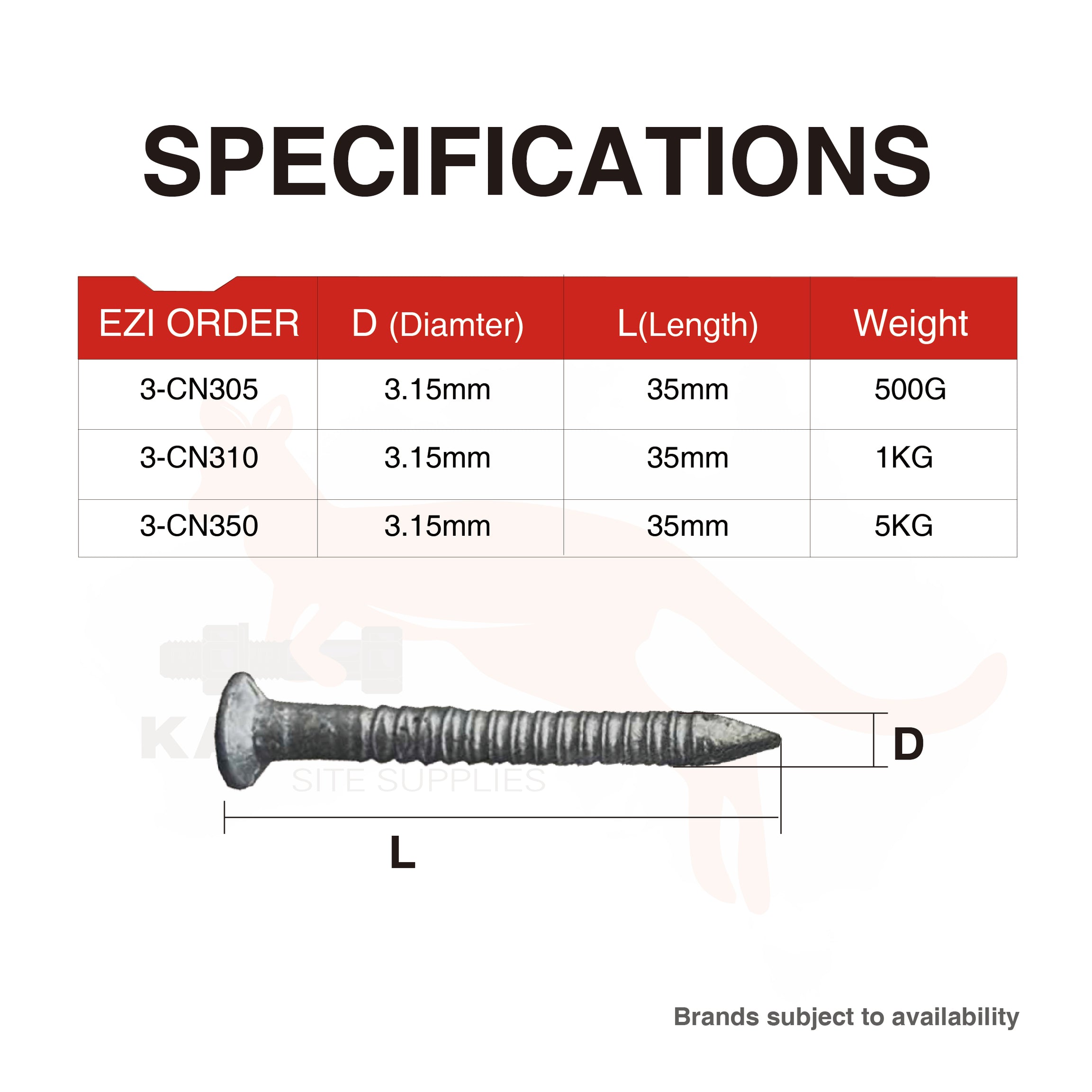 Timber Connector Nail Ring Shank Galv 35x3.15mm