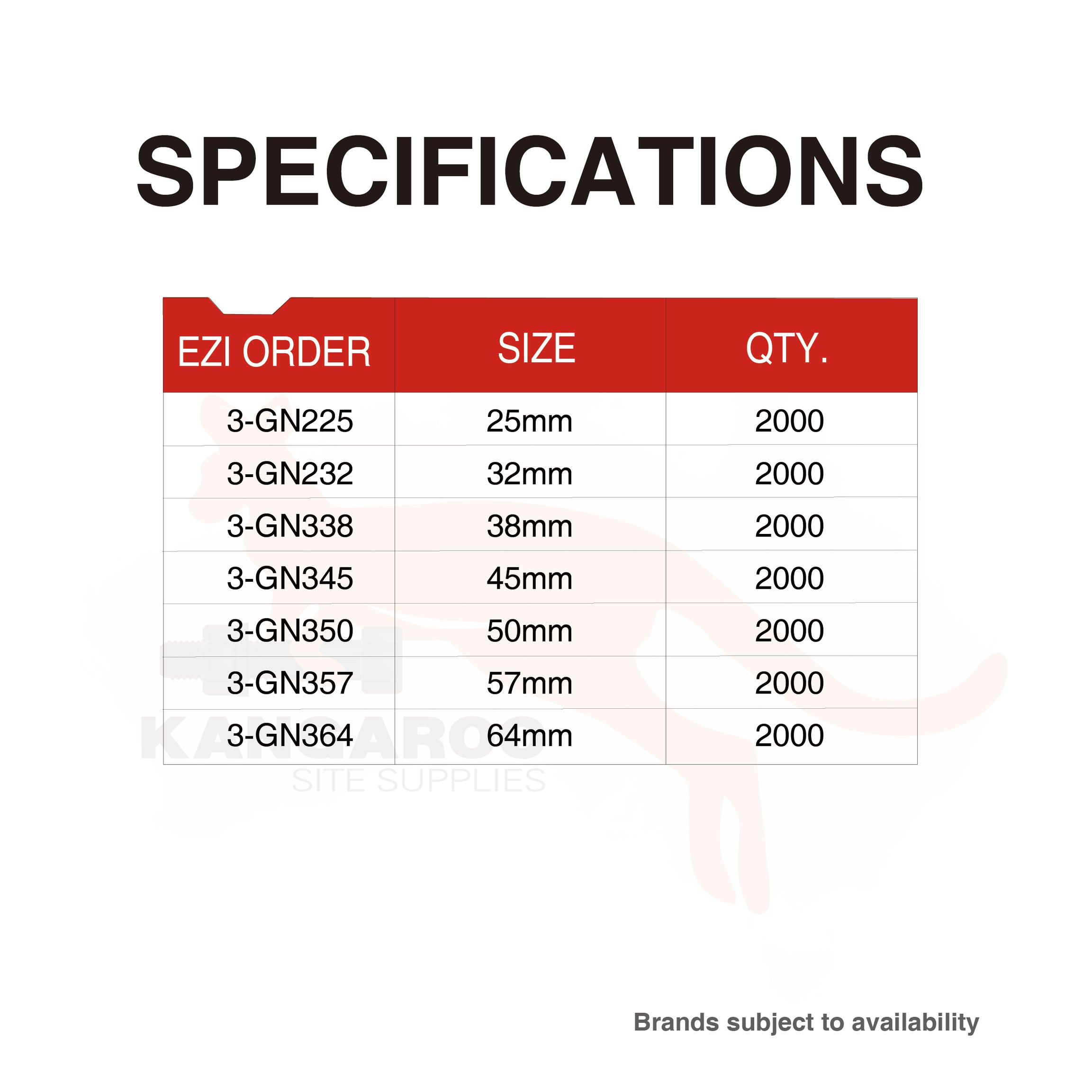 Brads 16 Guage C Series - 25/32/38/45/50/57/64mm Box 2000