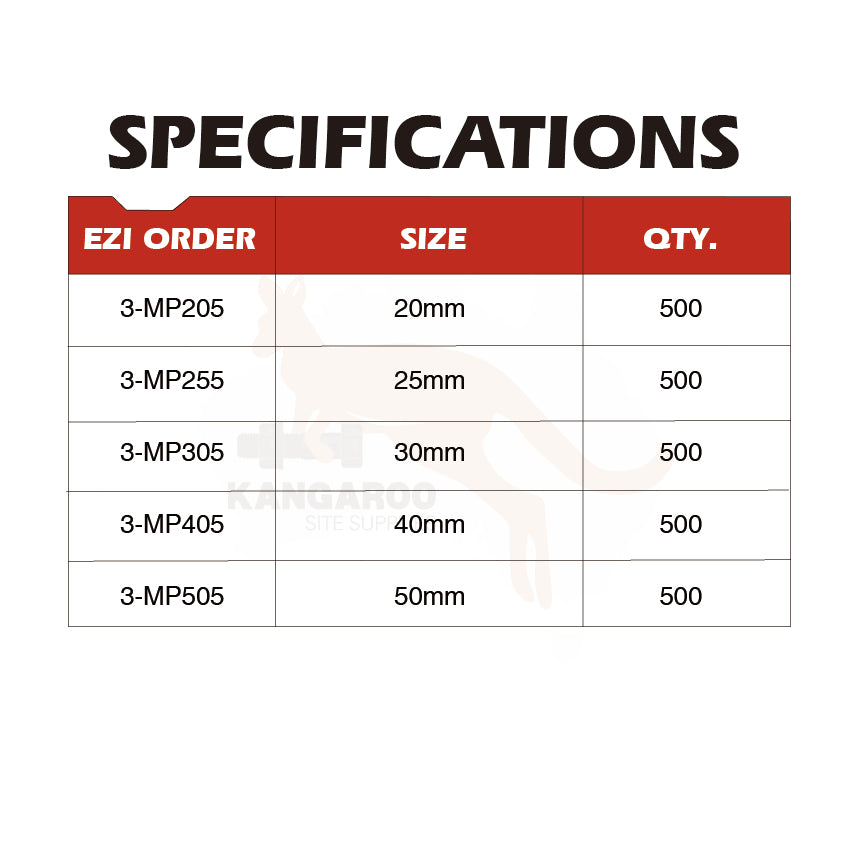 Mickey Pins Washered Pack500, Multiple Sizes