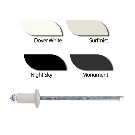 Tower Pop Rivets Al/St Dome Head, Coloured Rivets in Multiple Sizes