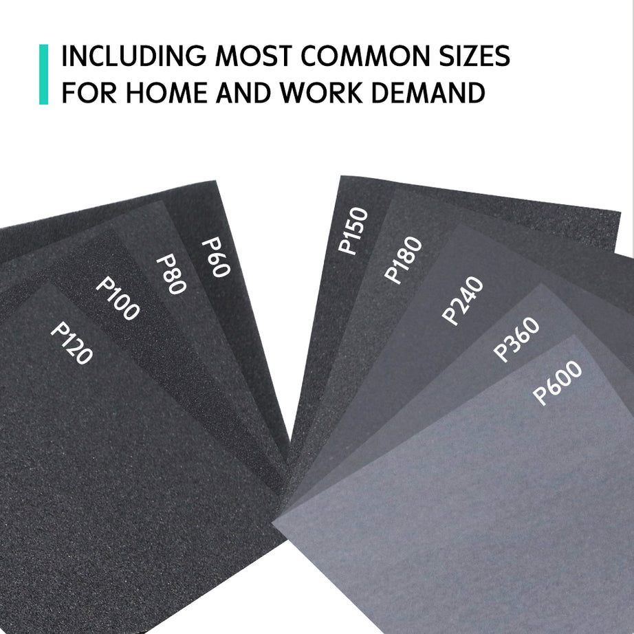 Abrasive Paper Waterproof 230x280mm 50pcs Pack, Multiple Grits