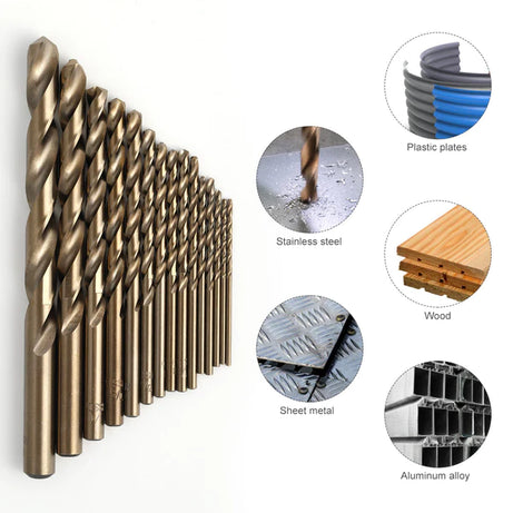 HSS Drill Bits Set M35 15pcs (1/16"-3/8")