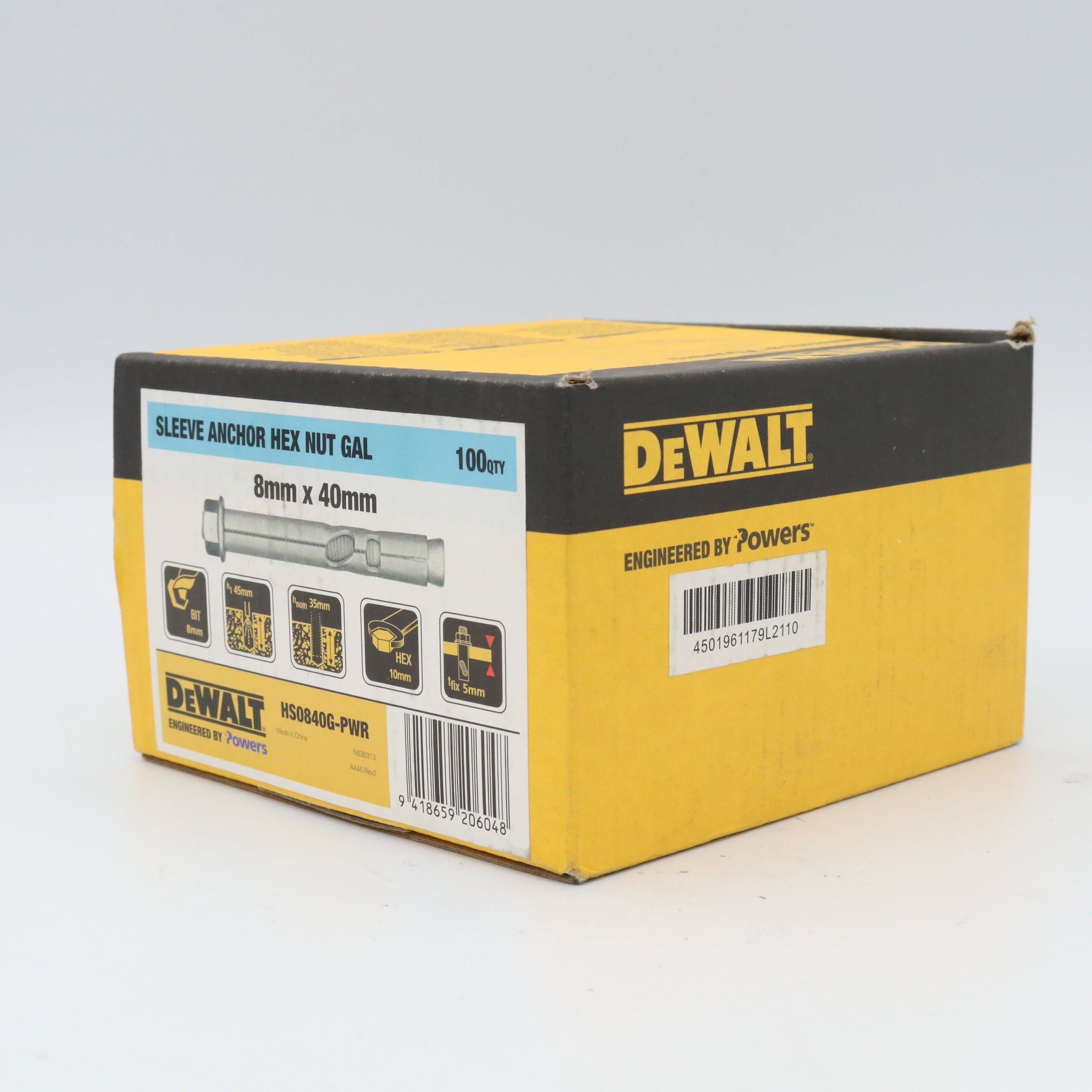 Dewalt Hex Head Sleeve Anchor Gal, Multiple Sizes