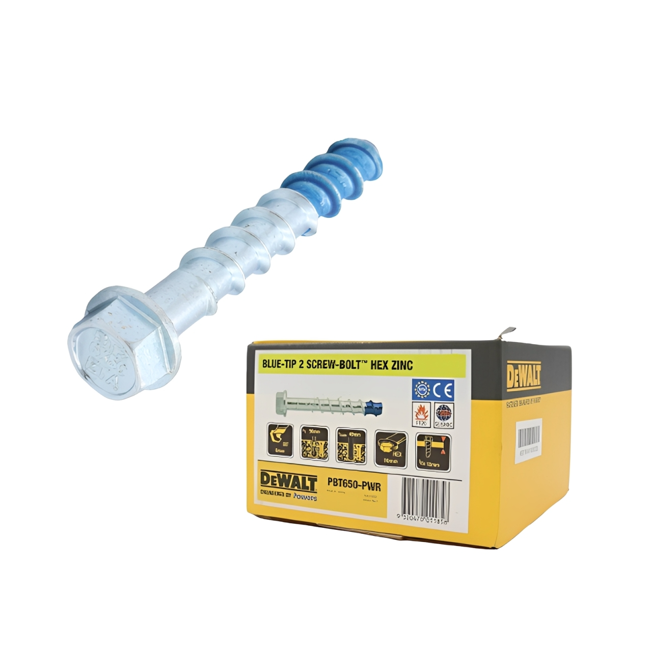 Dewalt Screw Bolt Blue-Tip Hex Zinc, Multiple Sizes