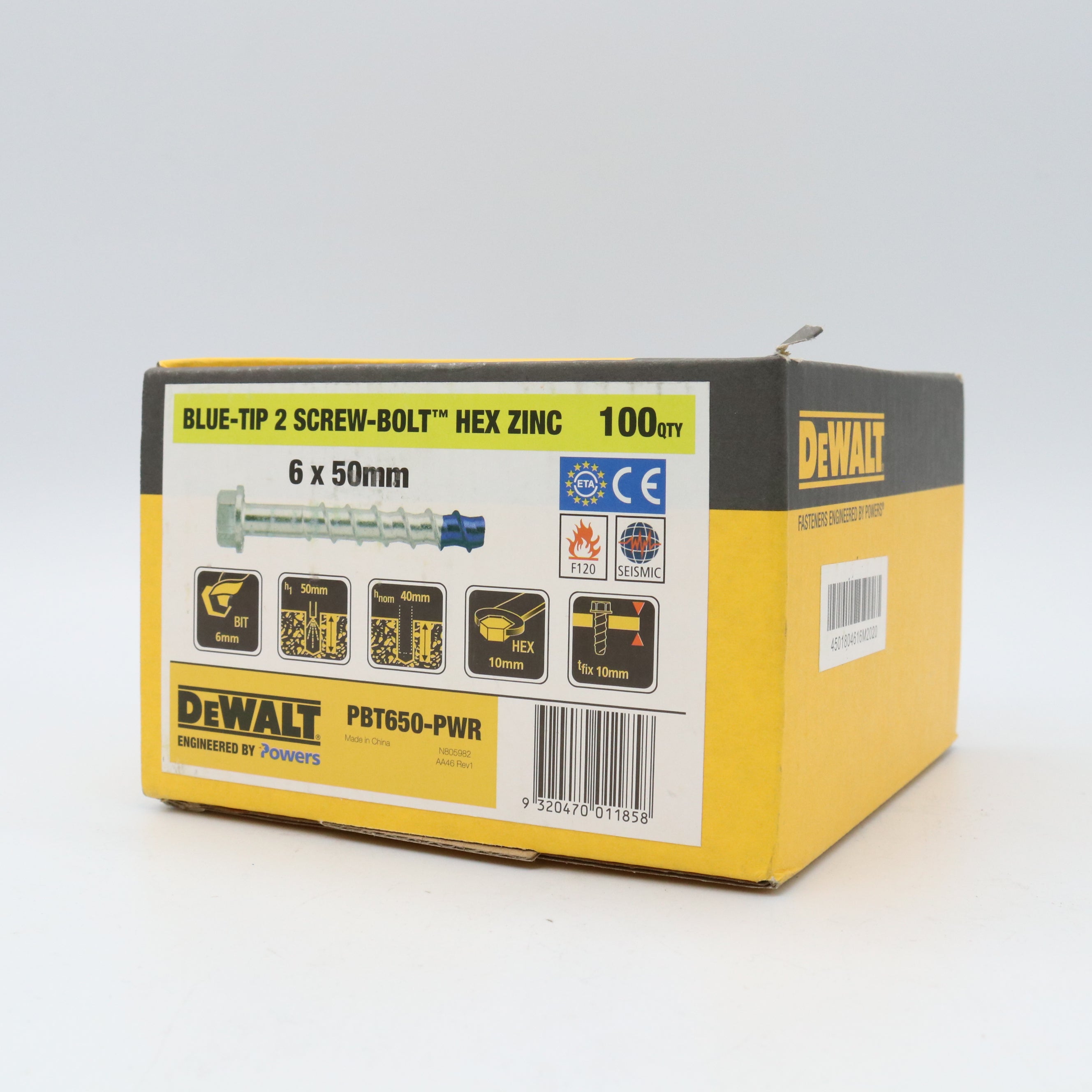 Dewalt Screw Bolt Blue-Tip Hex Zinc, Multiple Sizes