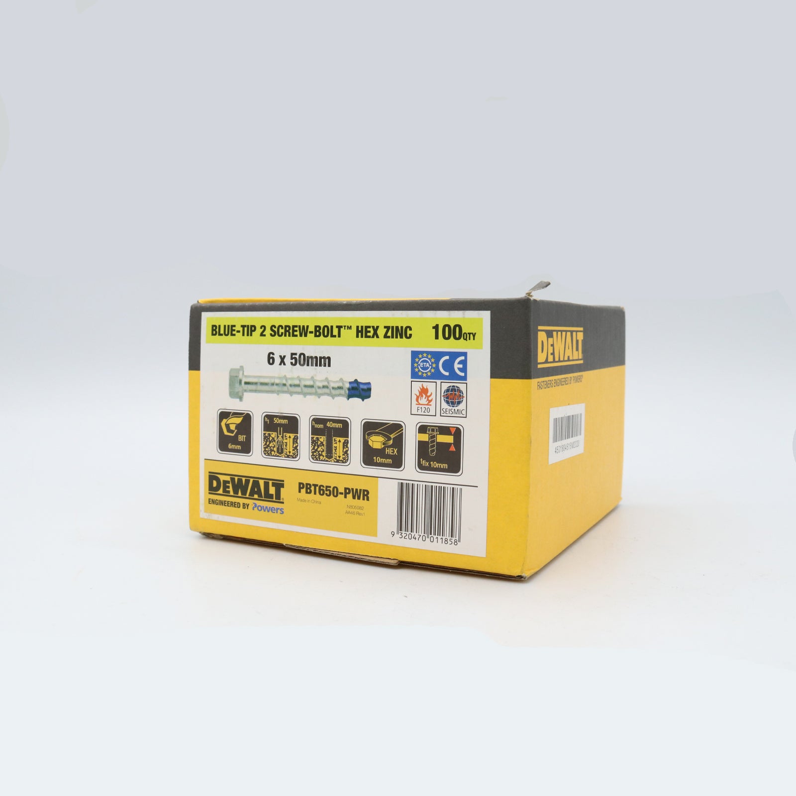 Dewalt Screw Bolt Blue-Tip Hex Zinc, Multiple Sizes
