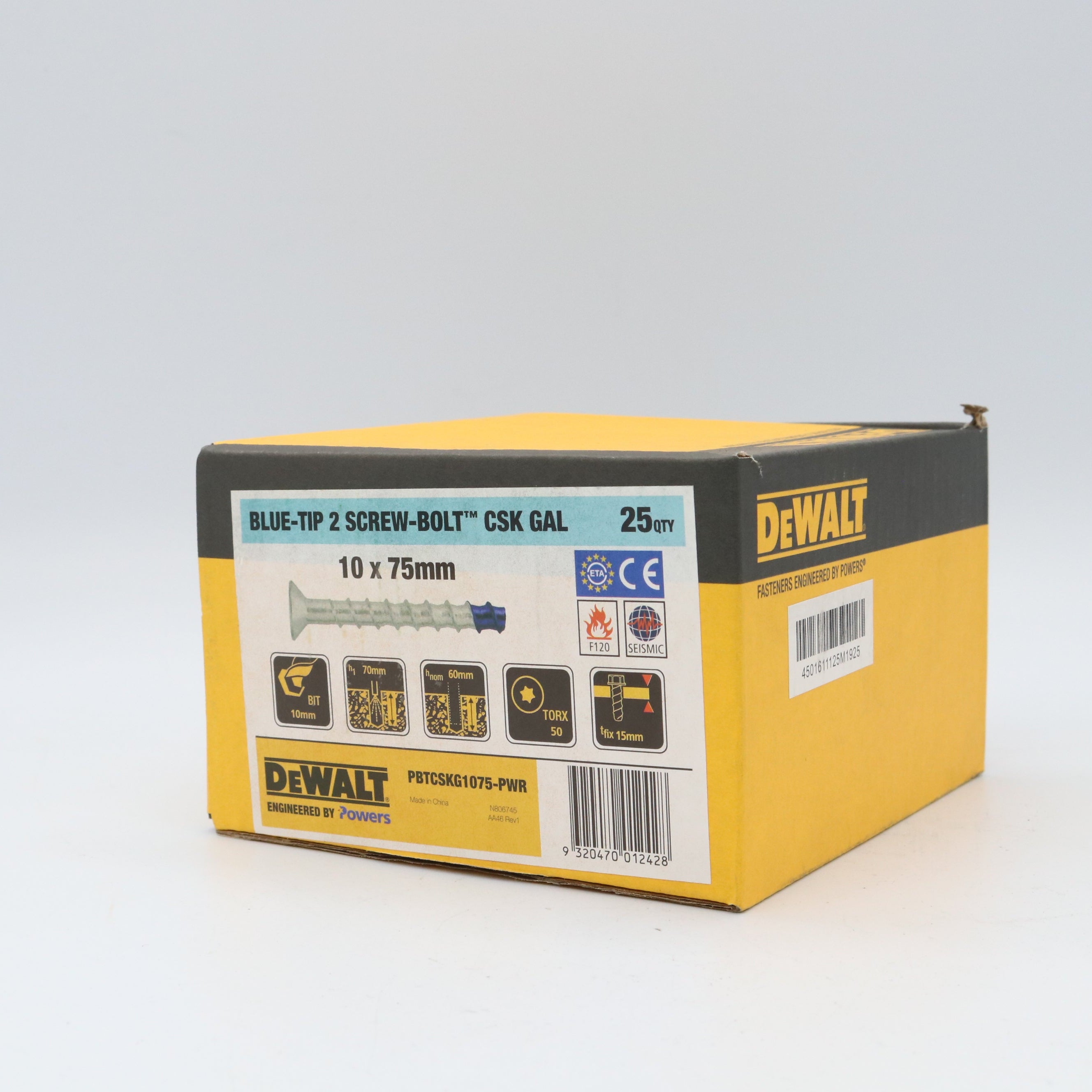 Dewalt Screw Bolt Blue-Tip CSK Galvanised, Multiple Sizes