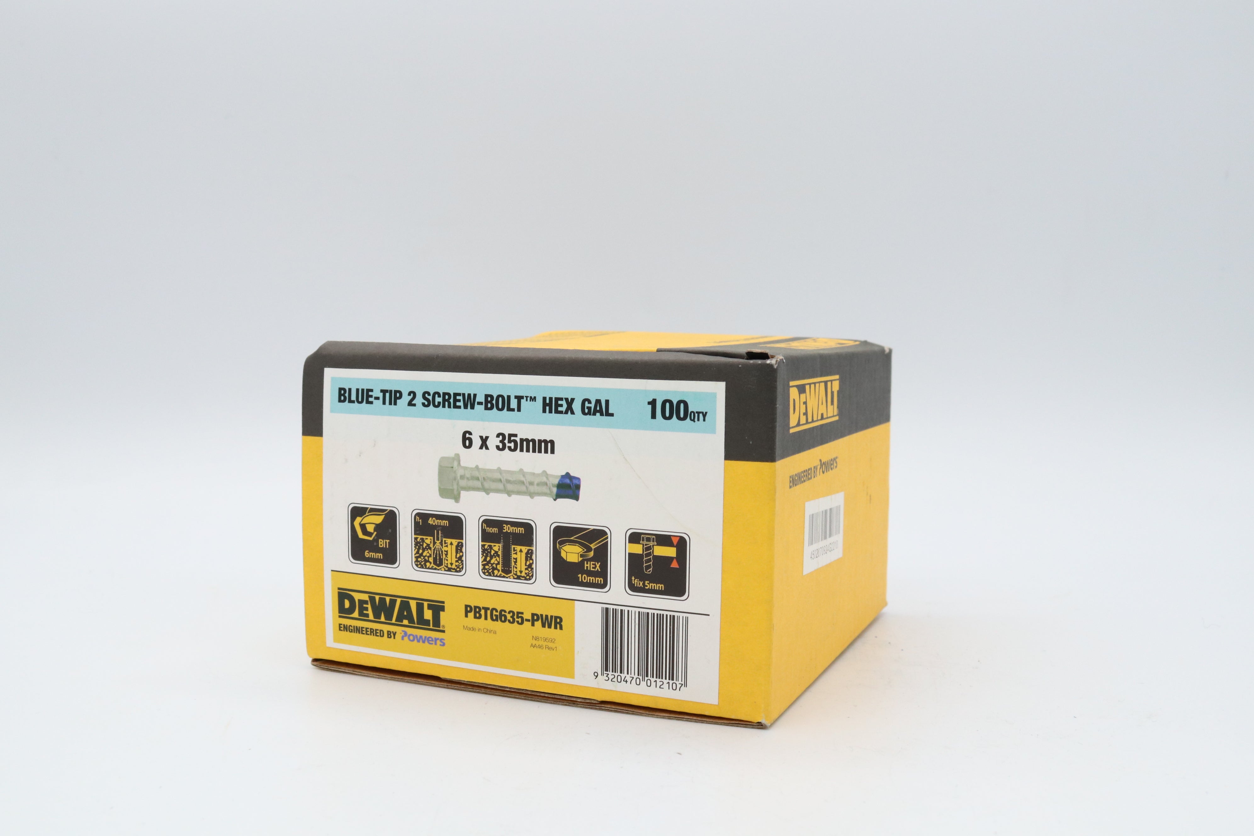 Dewalt Screw Bolt Blue-Tip Hex Gal, Multiple Sizes