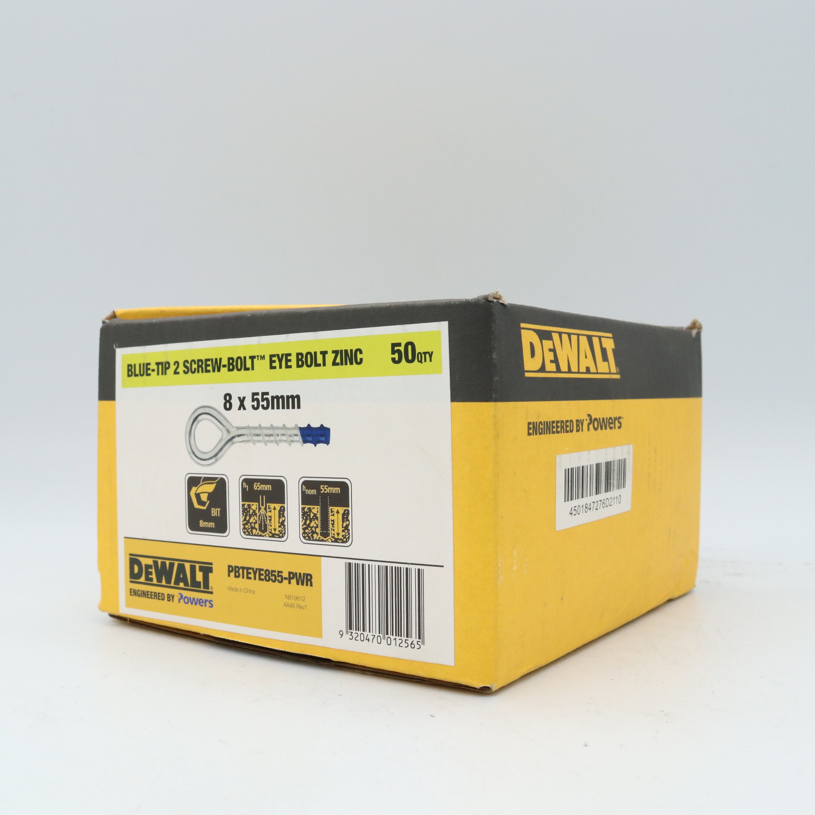 Dewalt Screw Eye Bolt Zinc Box50, Multiple Sizes