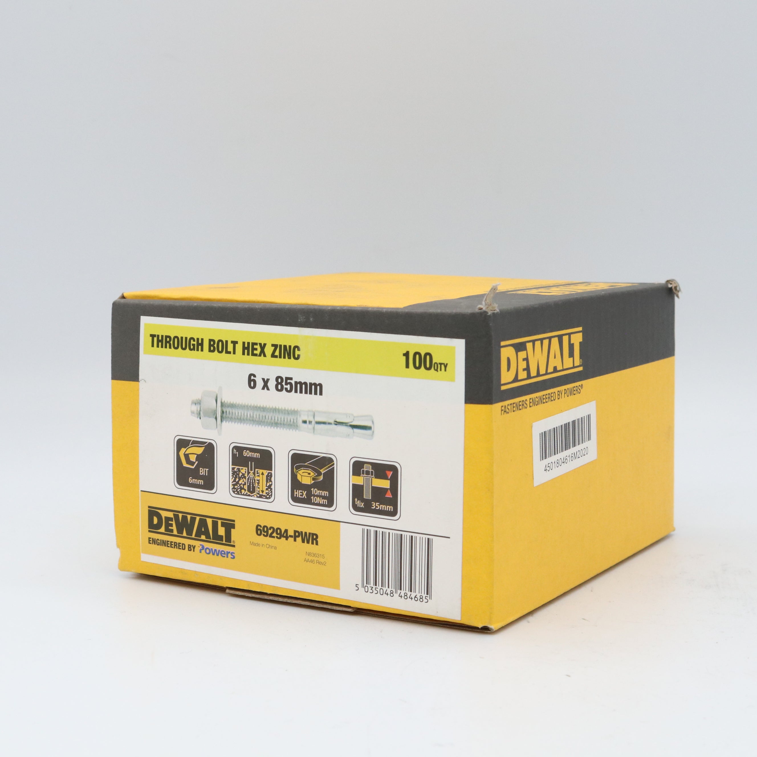 Dewalt Through Bolt Eta Zinc, Multiple Sizes