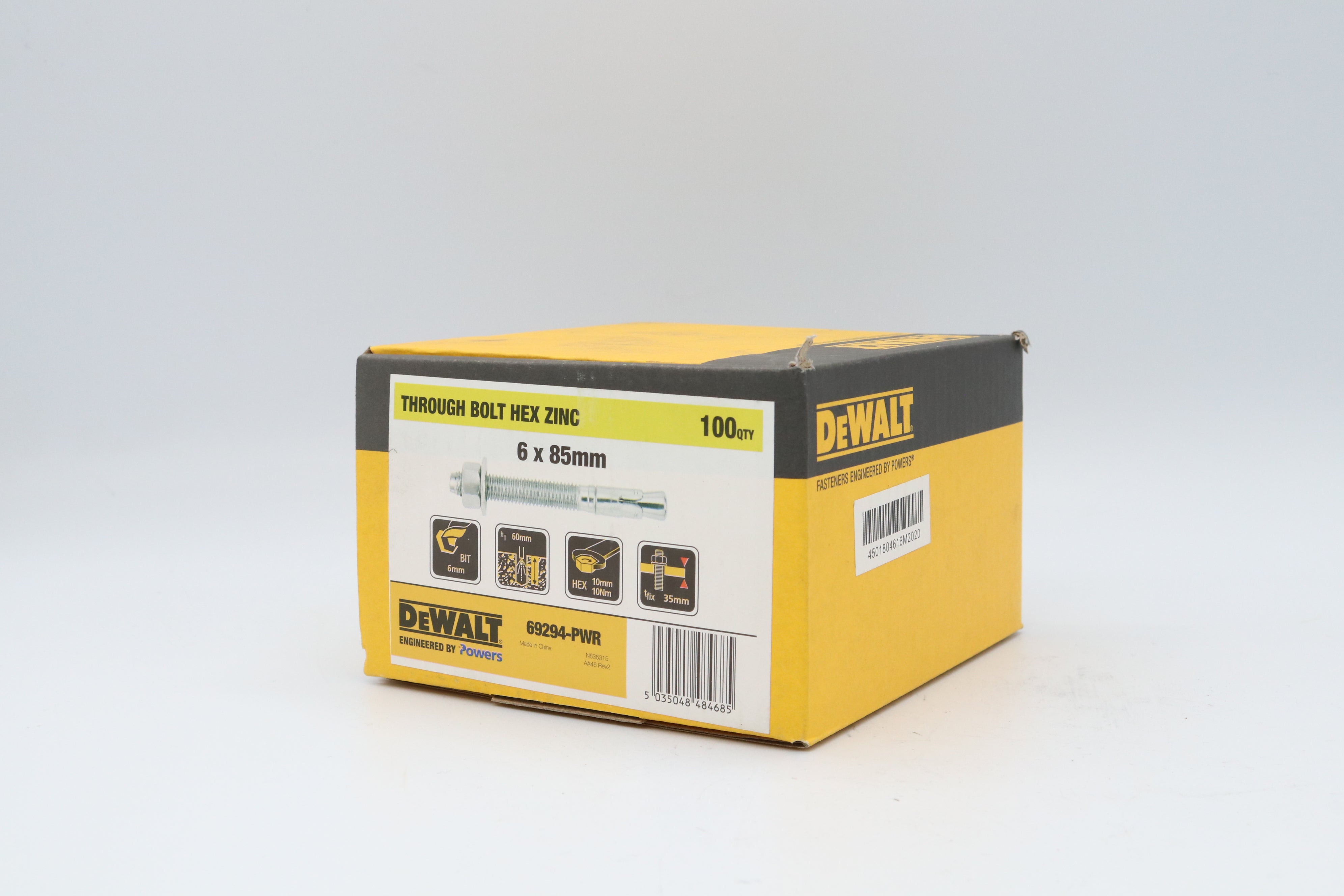 Dewalt Through Bolt Eta Zinc, Multiple Sizes