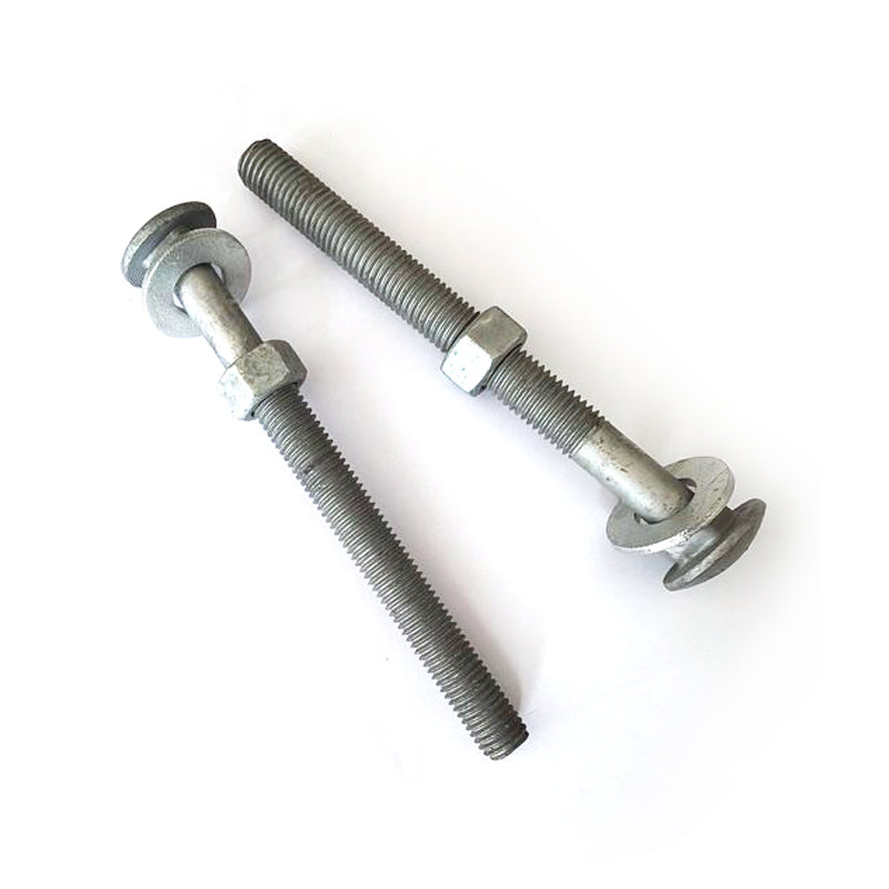 Cup Head Bolt and Nut Set with Washer Cl4.6 HDG M12/M16, Multiple Sizes