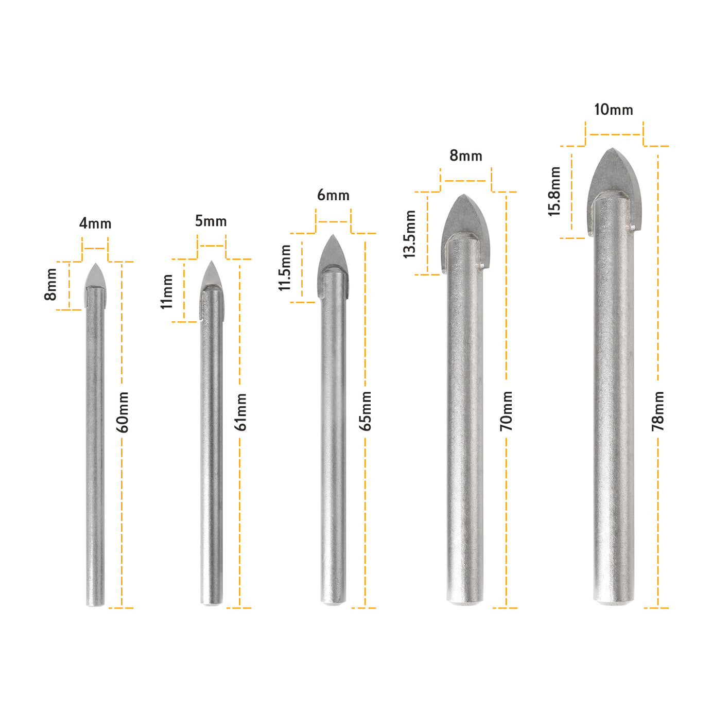 Drill Bits Set Glass 5pcs