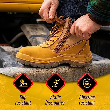 Safety Boots Cortez Zip Side Nub Leather Multiple Sizes