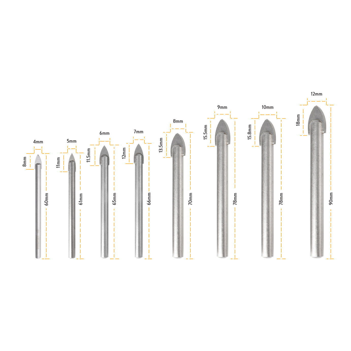 Drill Bit Glass & Tile Multiple Sizes