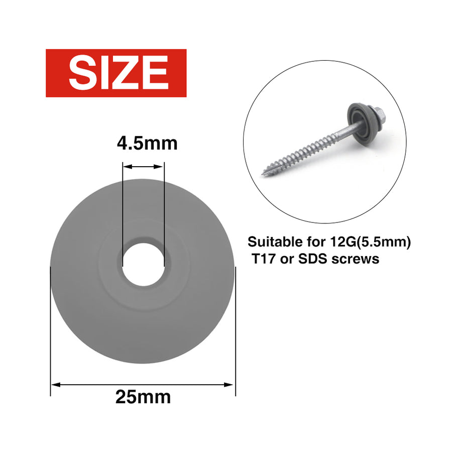 Epdm Washer Polycarb 25mm Pack 50