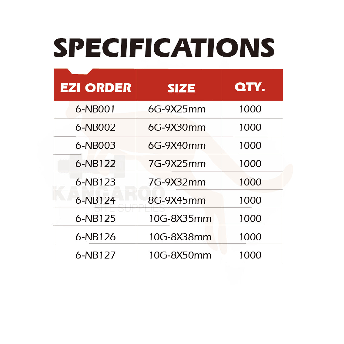 Screw Needle Point Bugle Head Coarse YZ BOX1000, Multiple Sizes