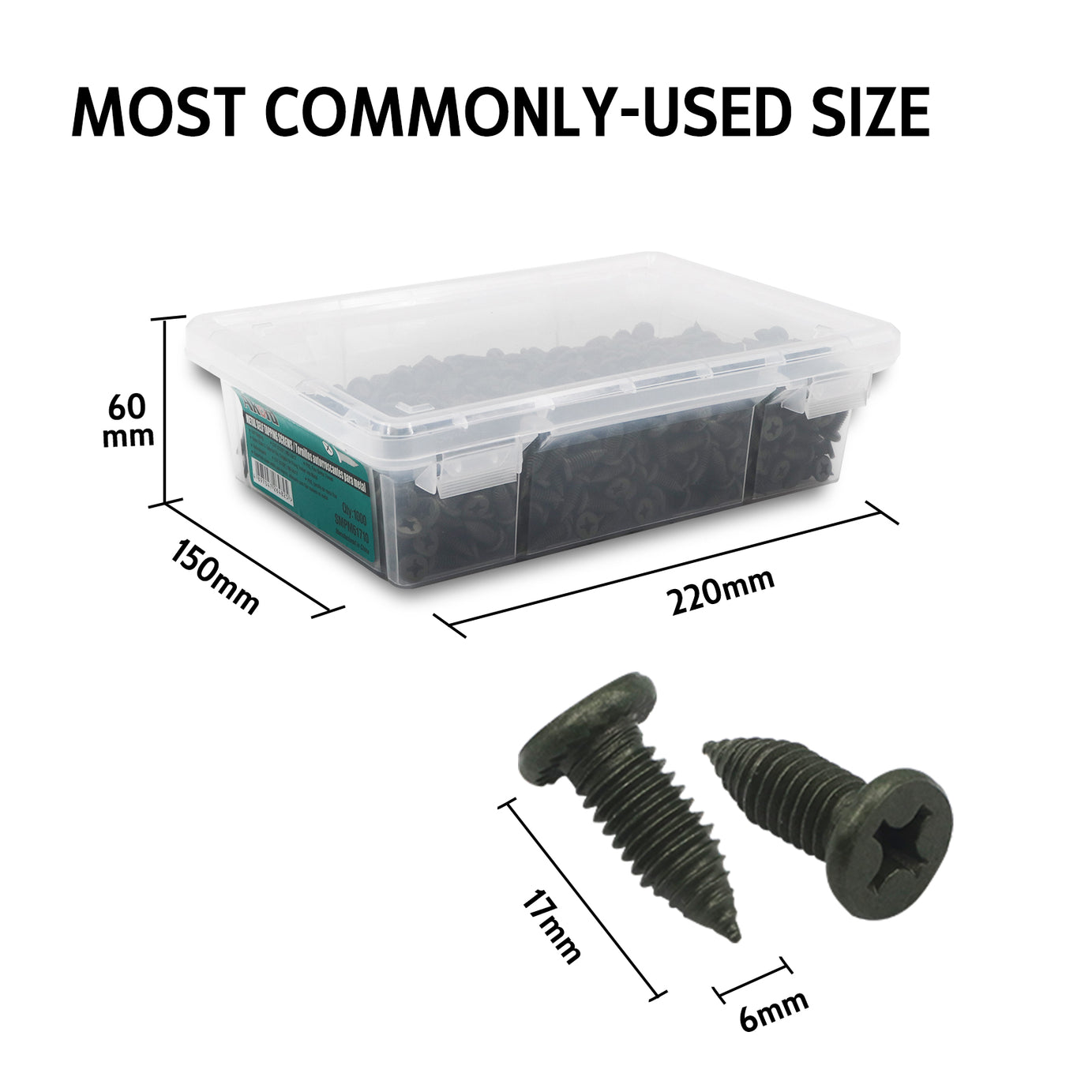 Screw Needle Point Flat Serration Head C3 M6-24x15mm Box1000